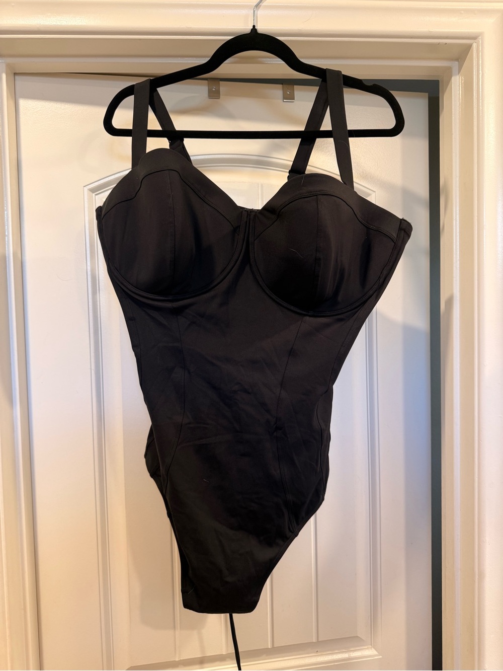 TA3 Black Structured One-Piece Bodysuit with Built Cups